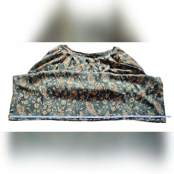 Dress Barn Olive and Mustard Floral A-Line Maxi Skirt With Pockets - Picture 12 of 13